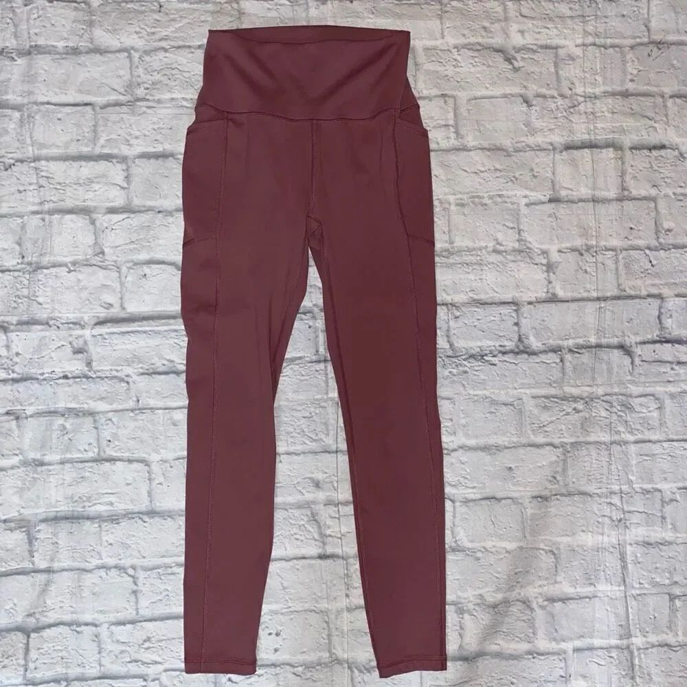RBX women S activewear high waist compression fit leggings w/side pocket pink